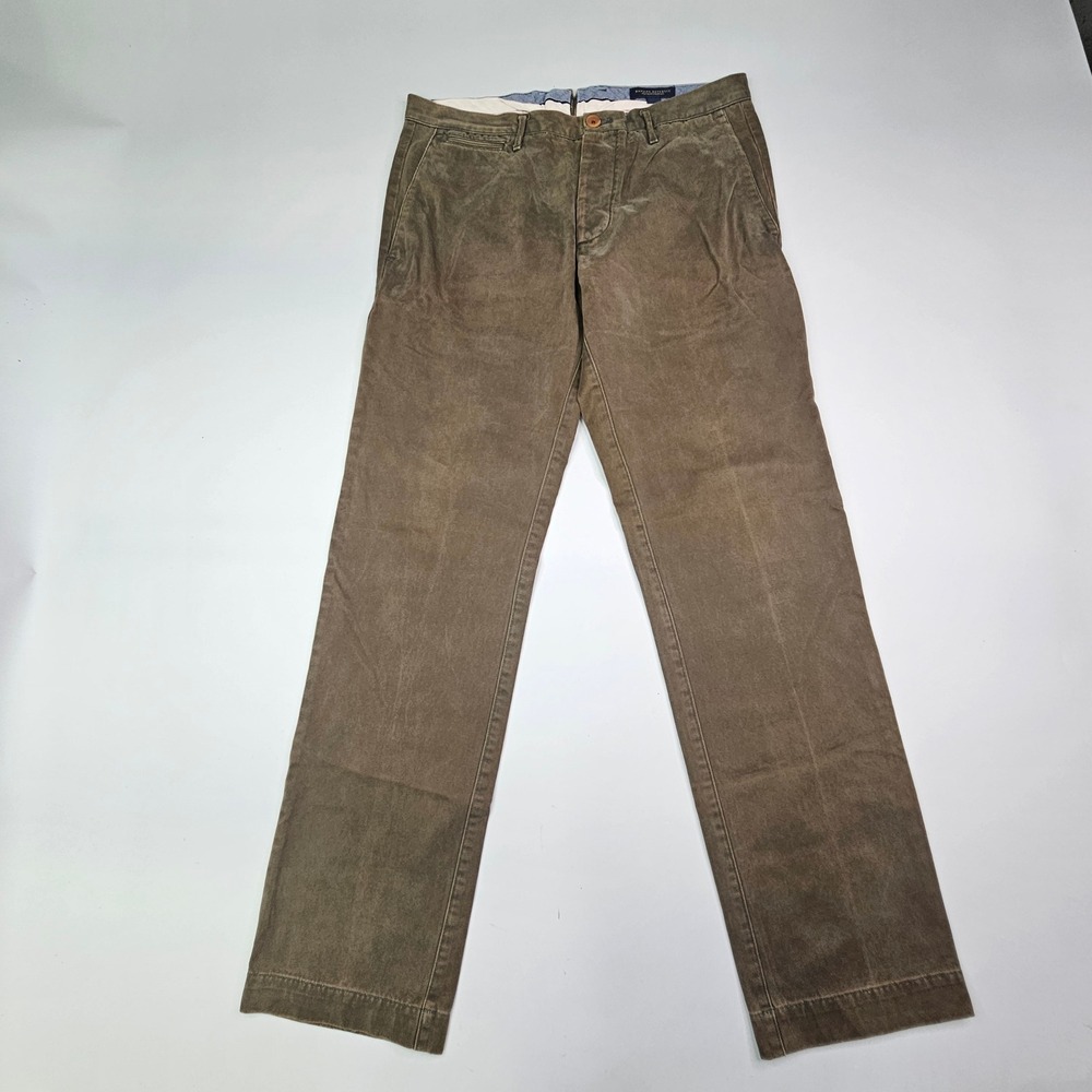 Banana Republic Vintage Straight Pants Men 33x34 Olive Brown Button Fly